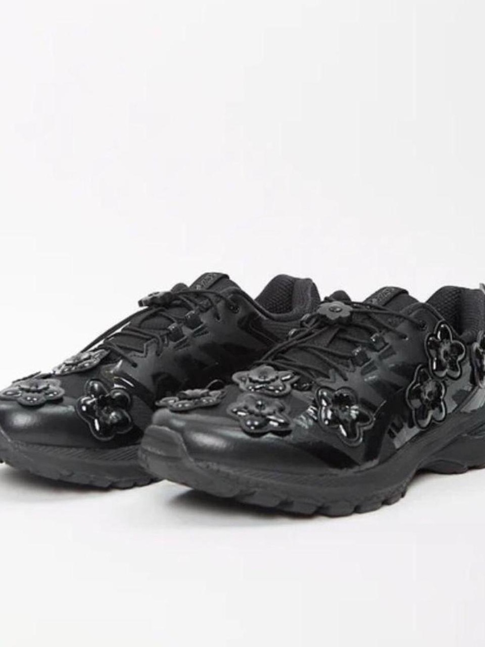 Cecilie Bahnsen Asics Black Floral Appliqué Sneakers